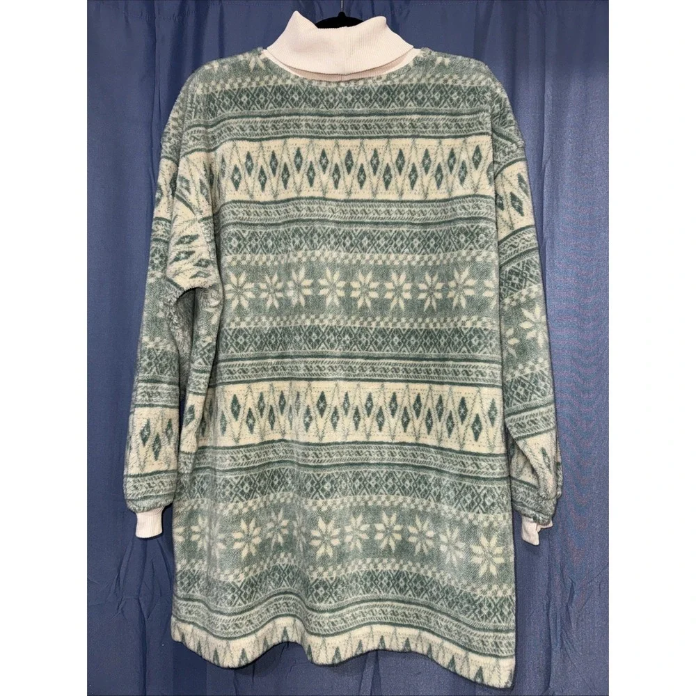 Vintage Nordic Fair Isle Styled 80s USA Turtleneck Sweater Oversized Men's Large